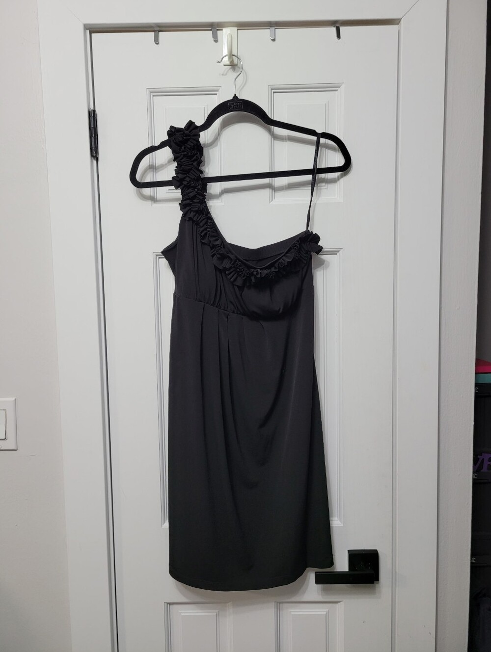 Enfocus Studio Black One-Shoulder Ruffle Cocktail Dress